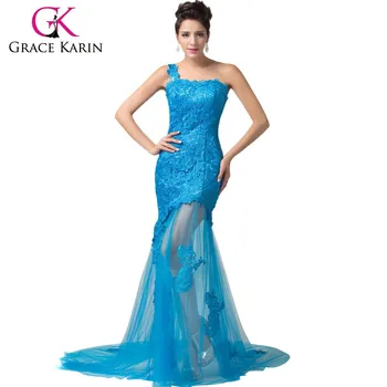 2015 New Style One Shoulder Thai Silk Elegant Long Lace Evening ...