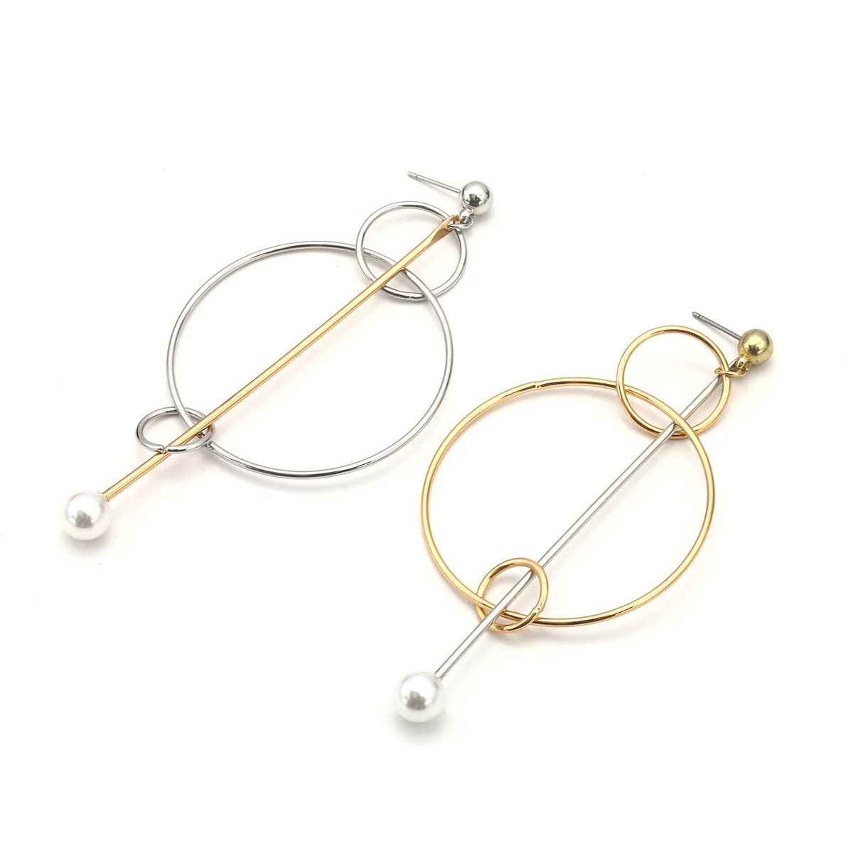 Fashion New Gold Earring Designs Without Stones Geometric Circles Earring