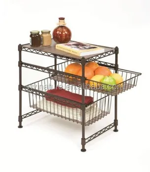Metal Wire Kitchen Rack With 4 Wheels Storage Trolley Metal Wire Kitchen Rack With 4 Wheels Storage Trolley Cart