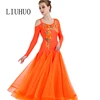LIUHUO Ballroom Dance Dresses Women's Performance Spandex / Organza Sequin / Appliques / Embroidery Long Sleeve Natural Dress