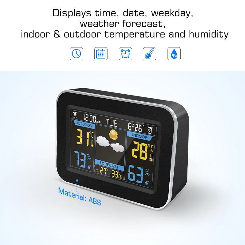 Wifi Weather Station Lcd Alarm Clock Accurate Time And Weather