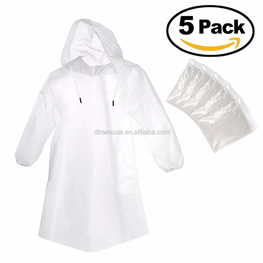 Portable Lightweight Disposable Clear Pocket Raincoats With Hat Cap For