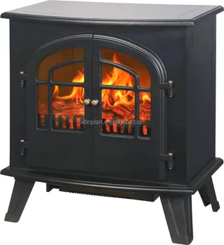 Electric Fireplace Heater Fire Place Stove Fan Log Burning Flame