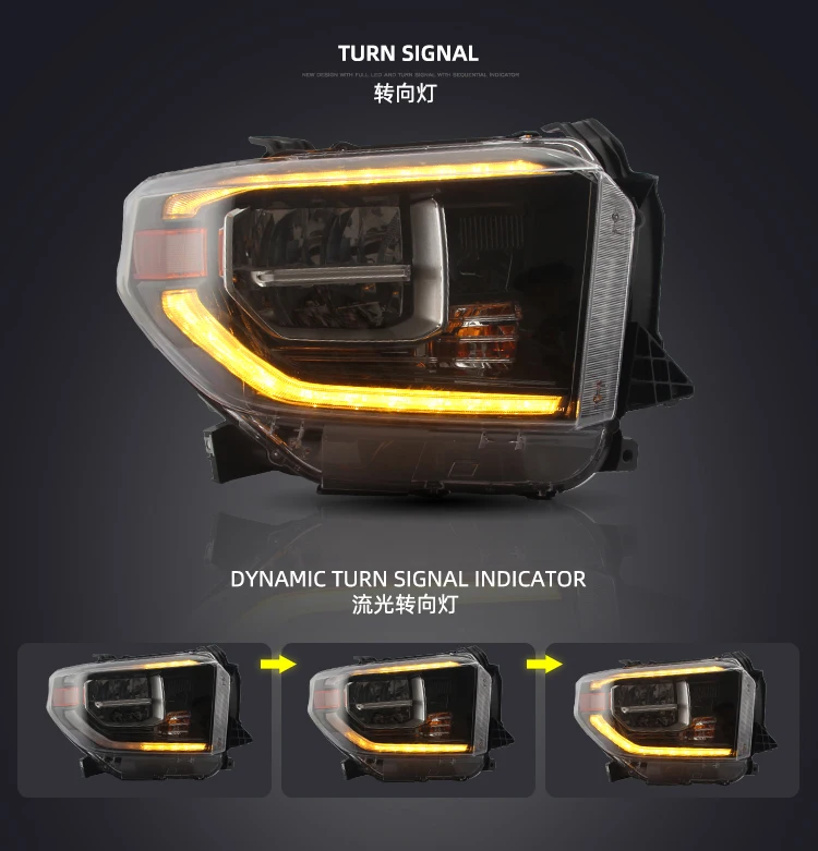 Vland Factory Car Accessories Head Lamp For Tundra 2014-UP Full LED Head Light With Sequential Indicator Plug And Play