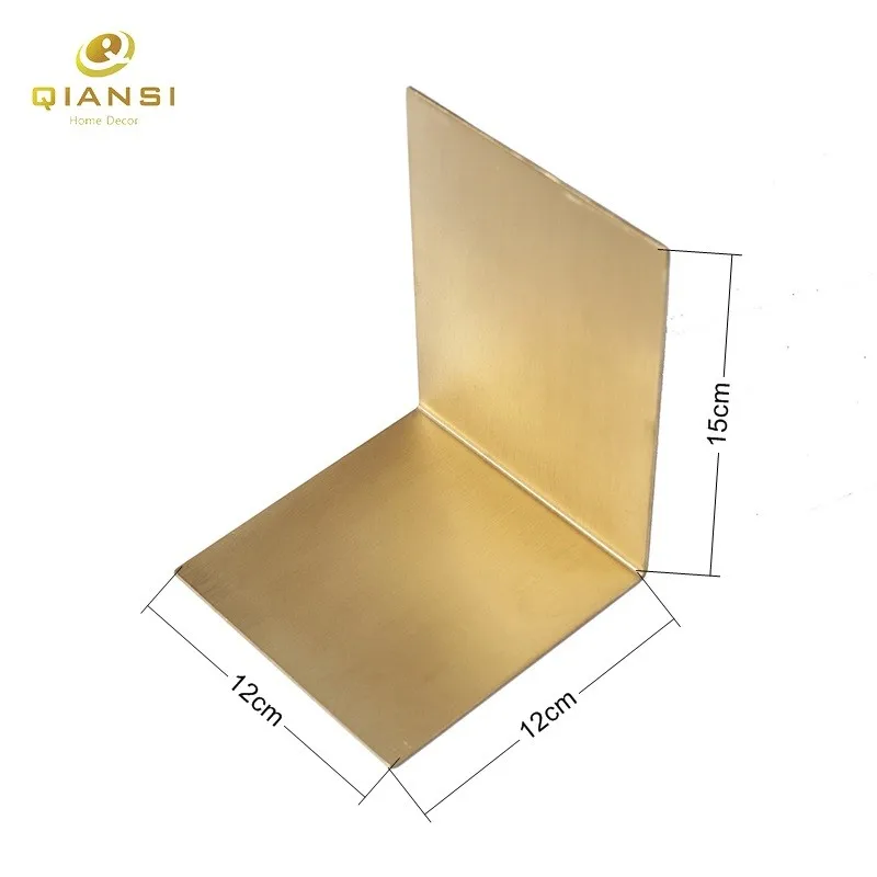 Customized Rightangle Brass Copper Metal Bookend Home Decoration