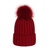 Autumn and Winter warm women beanie cap with pom pom