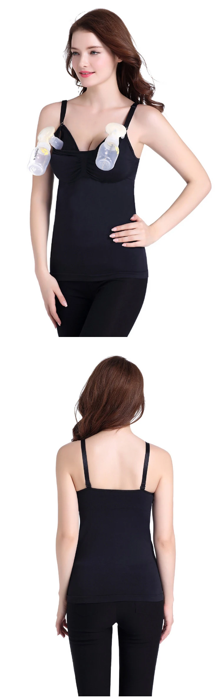 Hands Free Pump Tank Top Breastfeeding Camisoles Blouse 2 In 1 Nursing