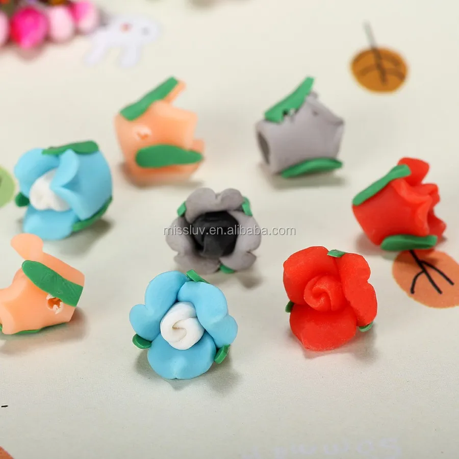 handmade polymer clay flower shaped beads Polymer Clay Flower Beads