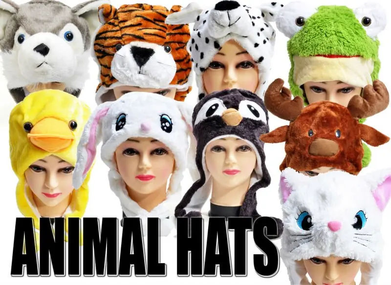 animal winter hats for adults