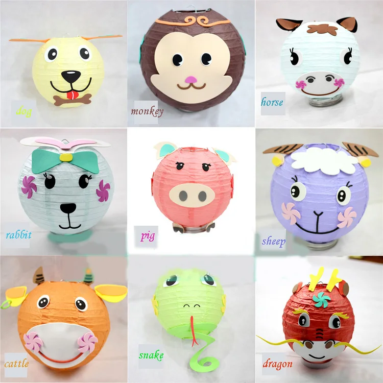 Diy Chinese Zodiac Twelve Animals Shaped Paper Lantern For Holiday