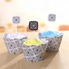 Black and White Plaid Series Cupcake Wrappers and Toppers for Birthday Party Supplies Decoration