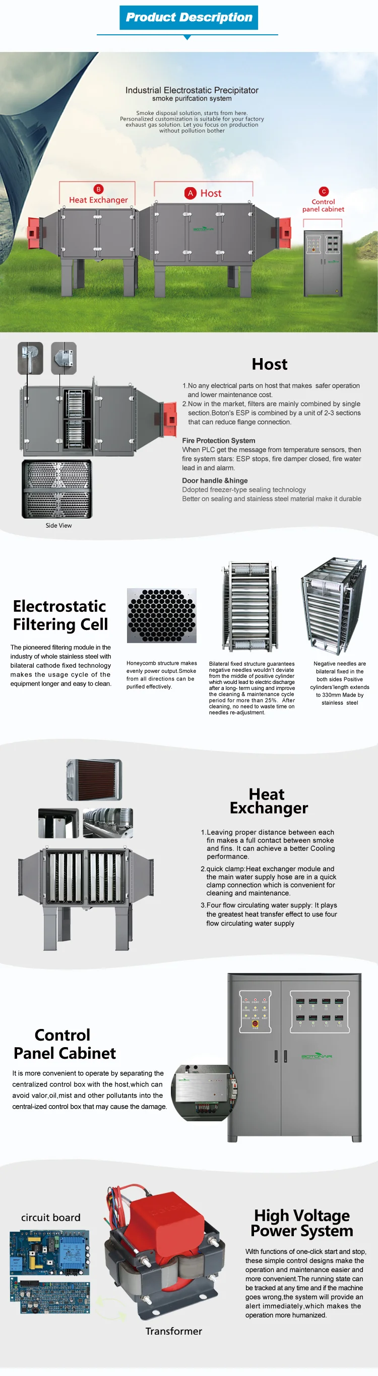 Industry Smoke Air Filter For Exhaust Soot Collection Electrostatic