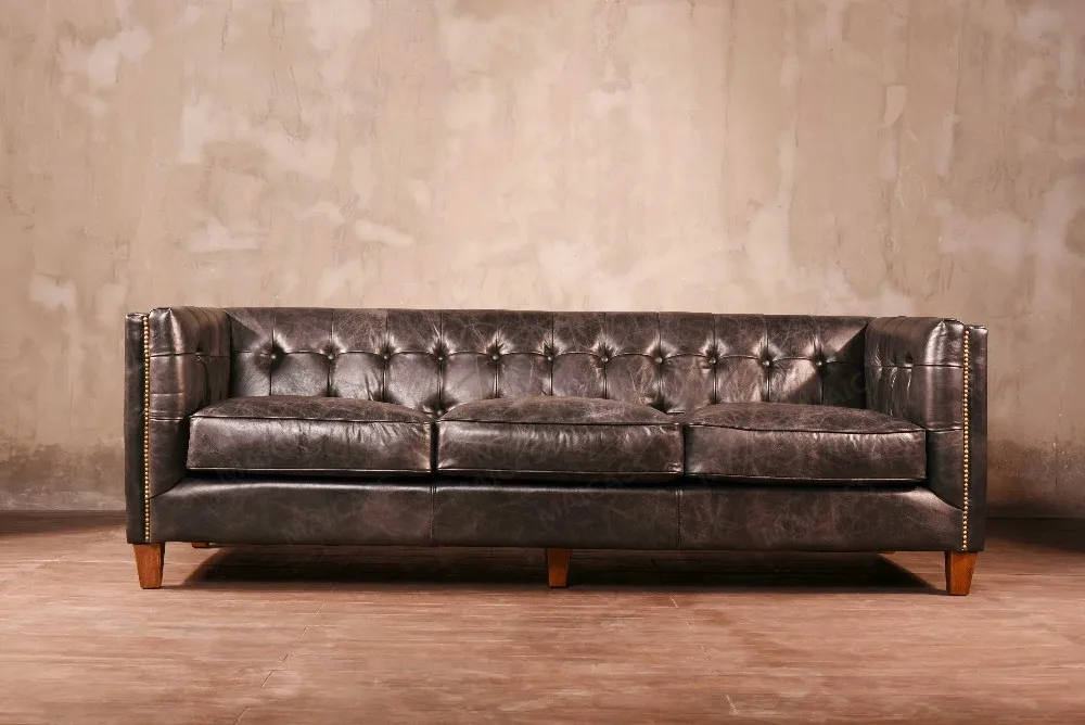 abbott vintage cigar tufted leather sofa