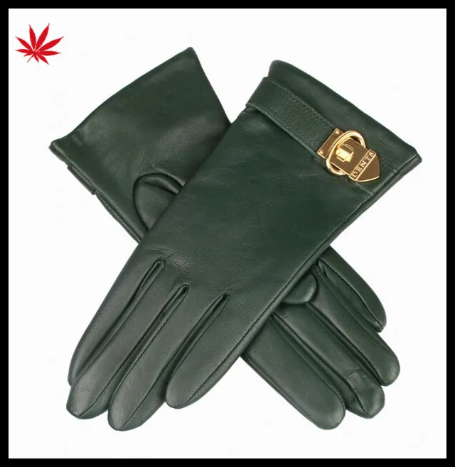 High quality cheap winter women leather gloves with leather belt