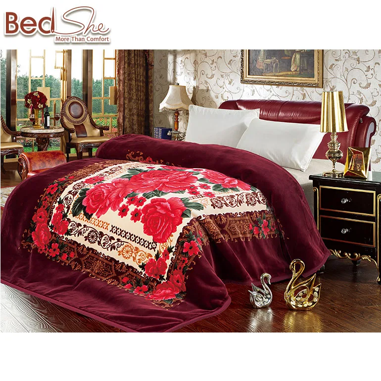 100 Polyester Arabic Style Thick Warm Double Ply Embossed Korean