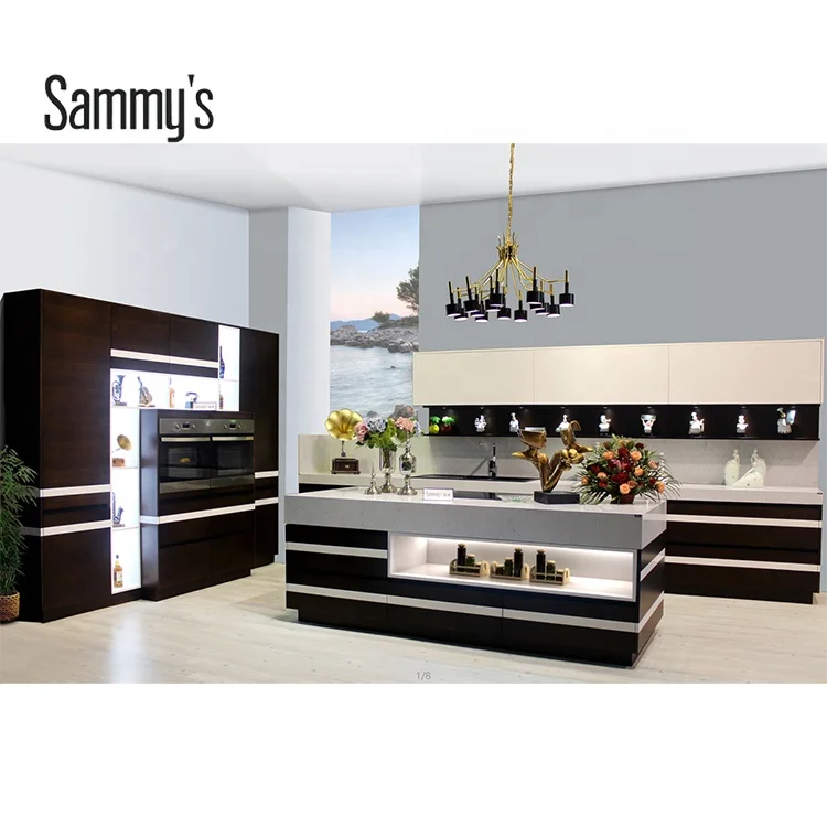 Ethiopia New Full Kitchen Furniture Set Wood Veneer Modern Kitchen