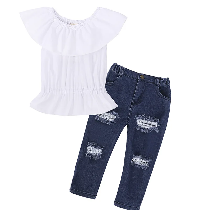 2020 Trendy Kids Clothes Girls Boutique Clothing White Off Shoulder ...