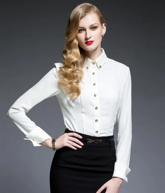 Custom High End Fashion Stripes Ladies Office Uniform Shirt For Women ...