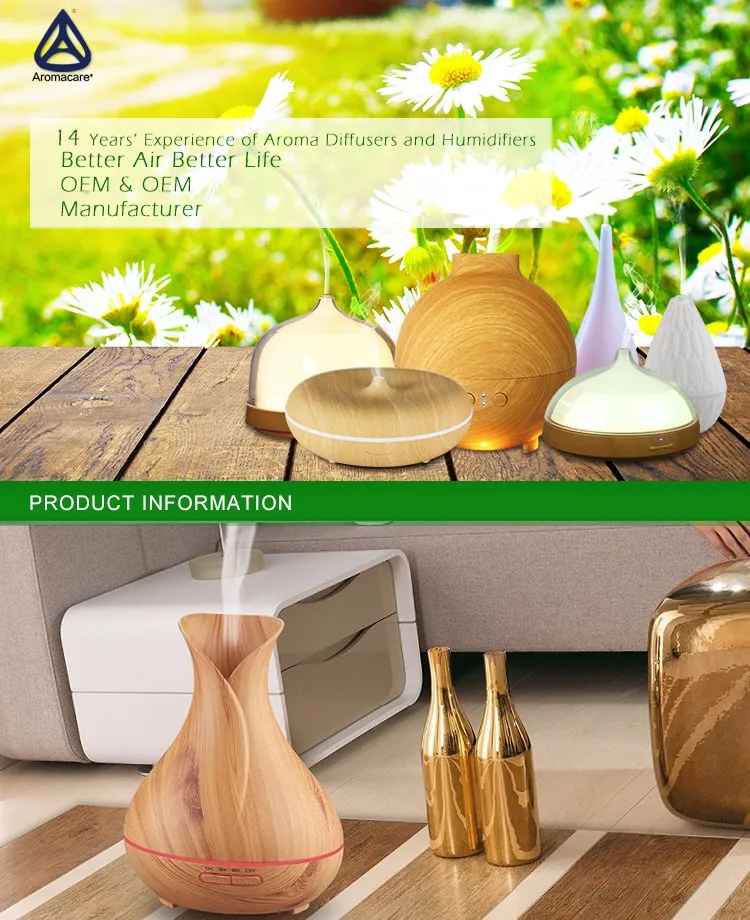 Aromacare Health And Wellness Cordless Aroma Diffuser With Wood Grain