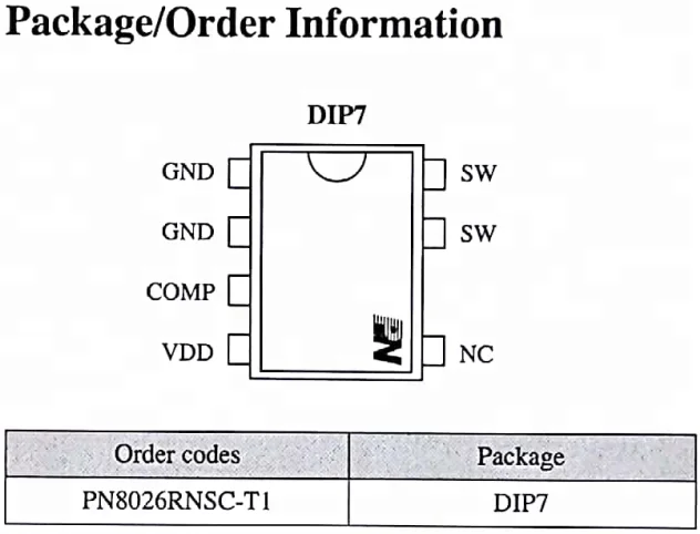 Power Management Chip Pn8026r Dip 7 Non Isolated Assistant Power Supply