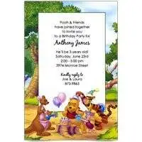 Disney Pooh Piglet Tigger Kanga Baby Birthday Invitations set of 8