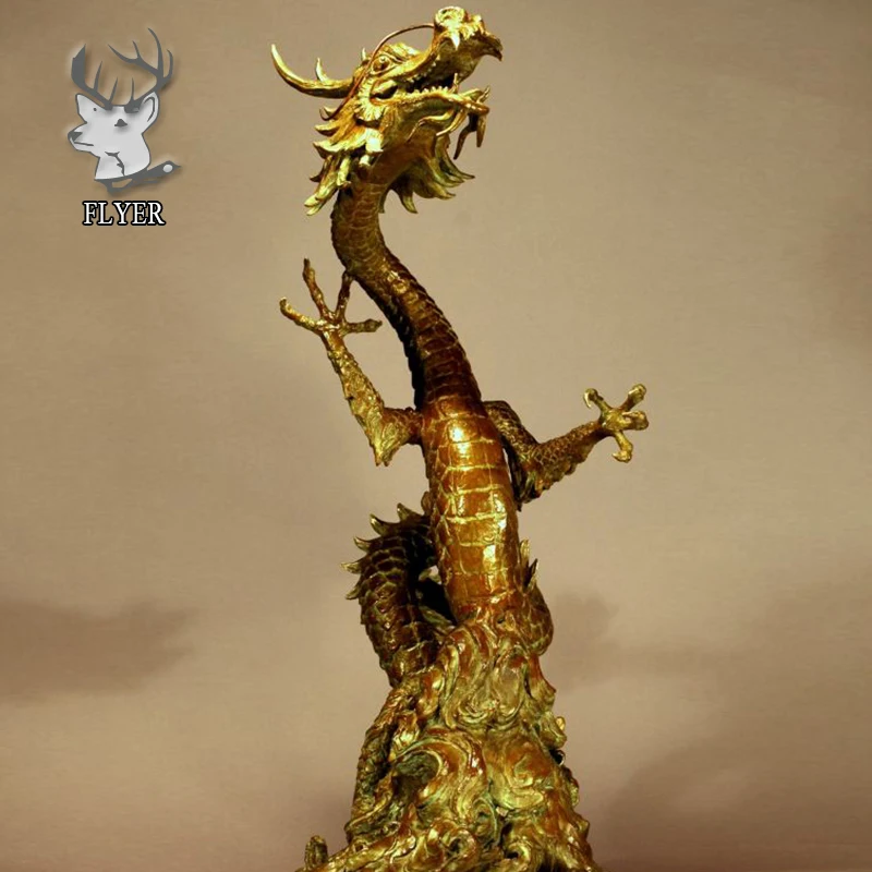 Metal casting large Outdoor brass dragon statue 