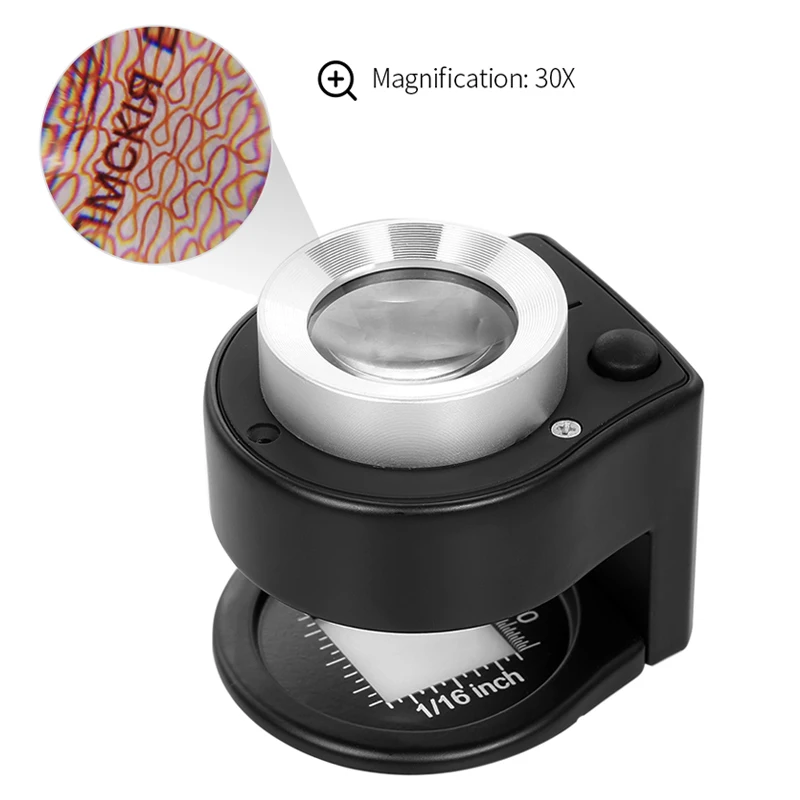 30x Optical Glass Lens Magnifier Full Metal Folding Linen Tester Loupe
