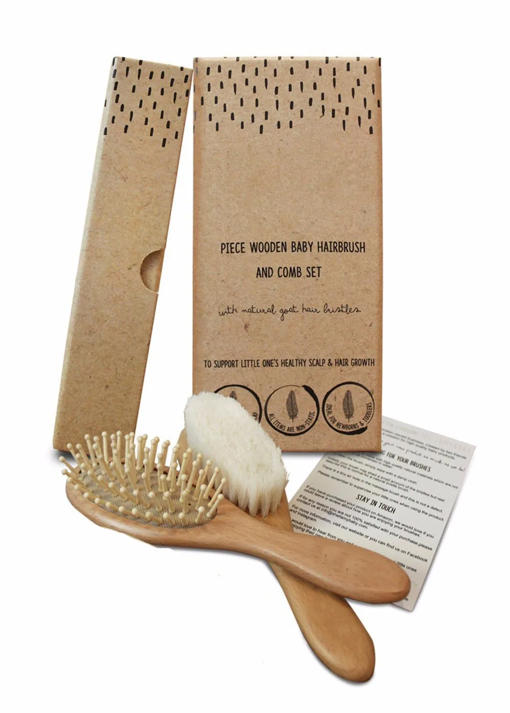 wooden baby brush and comb set