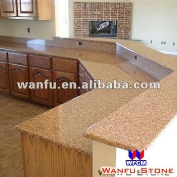 Giallo Fiorito Prefabricated Granite Veneer Kitchen Countertop