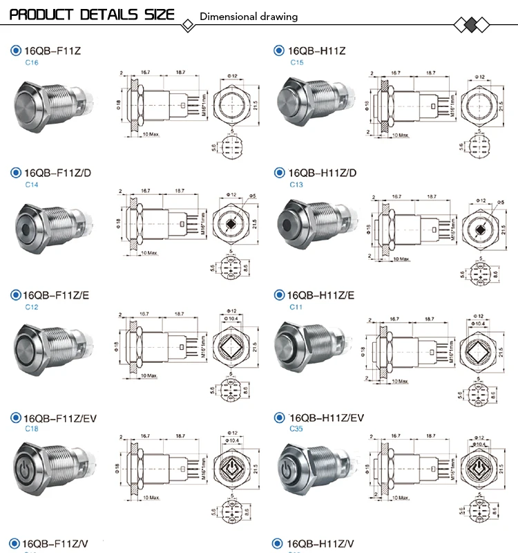 push button switch,momentary push button switch,metal push button switch,16mm push button switch,2 pin push button switch,220 volt push button switch