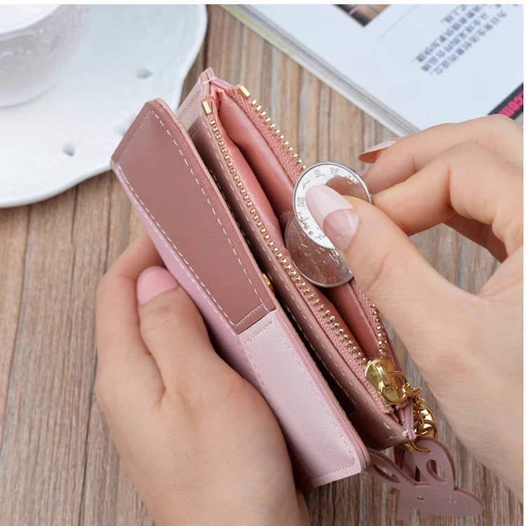 Brighter Foxes Women’s PU Leather Coin Wallets Girls Mini Buckle Coin Purse Pouch 