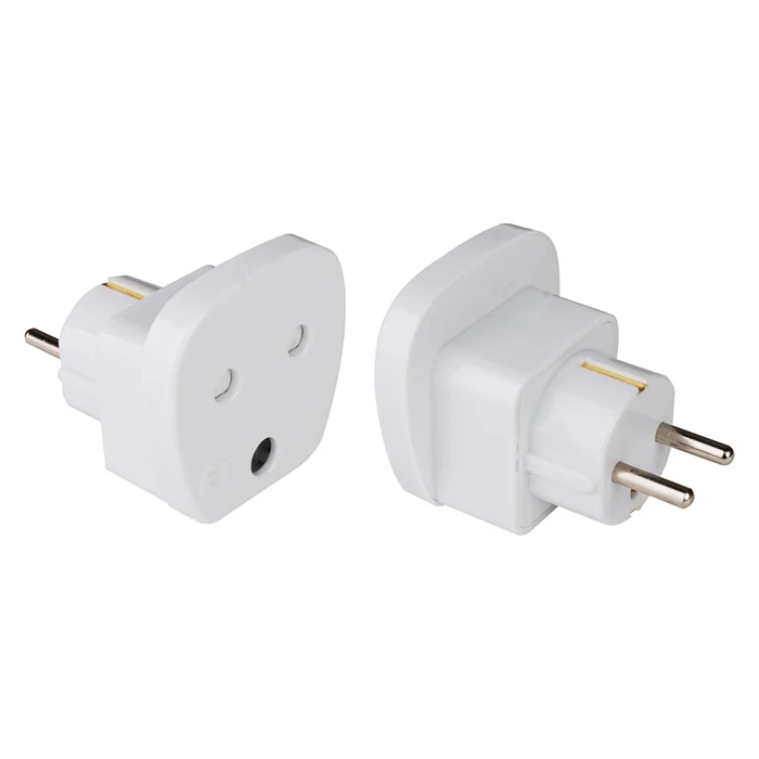 Black White South Africa To Eu Adaptor 3 Pin To 2 Pin Socket South ...