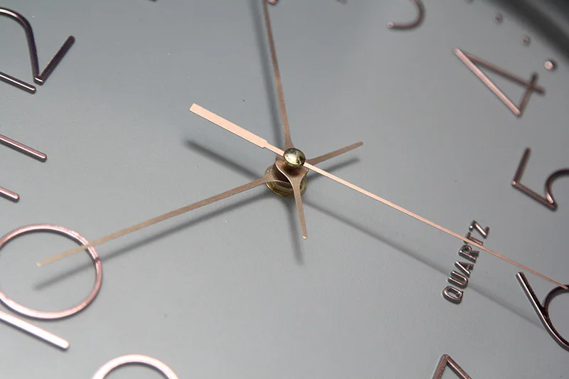 12 inch Modern Fashion Simple Pink Plastic Wall Clock With 3D Rose Gold Numbers