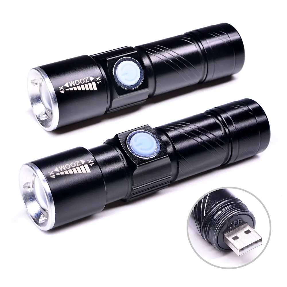 Aluminum Super Bright USB Rechargeable Torch Flashlight Tactical Lamp Functional