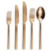 Gold matte spoon and fork set,brass flatware,copper stainless cutlery set