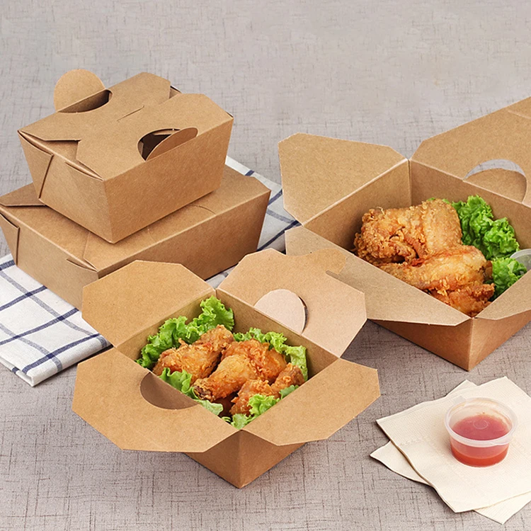 Disposable Takeaway Packaging Box Kraft Paper Fries Food Container Take ...