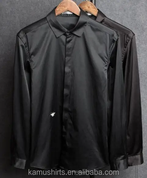 black satin dress shirt