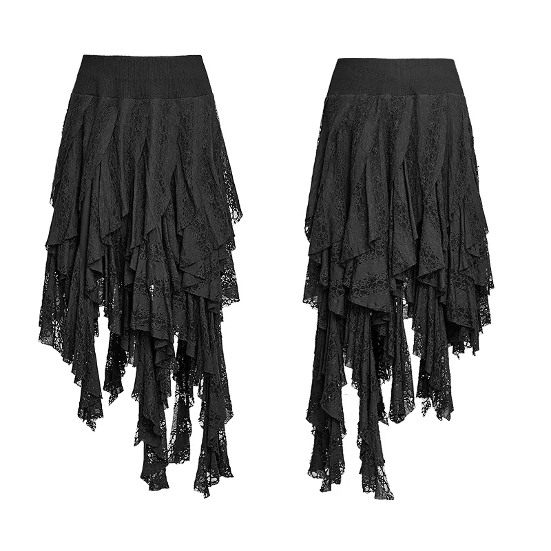 Q-079 Sexy Women Gothic Black Irregular Skirt from Punk Rave