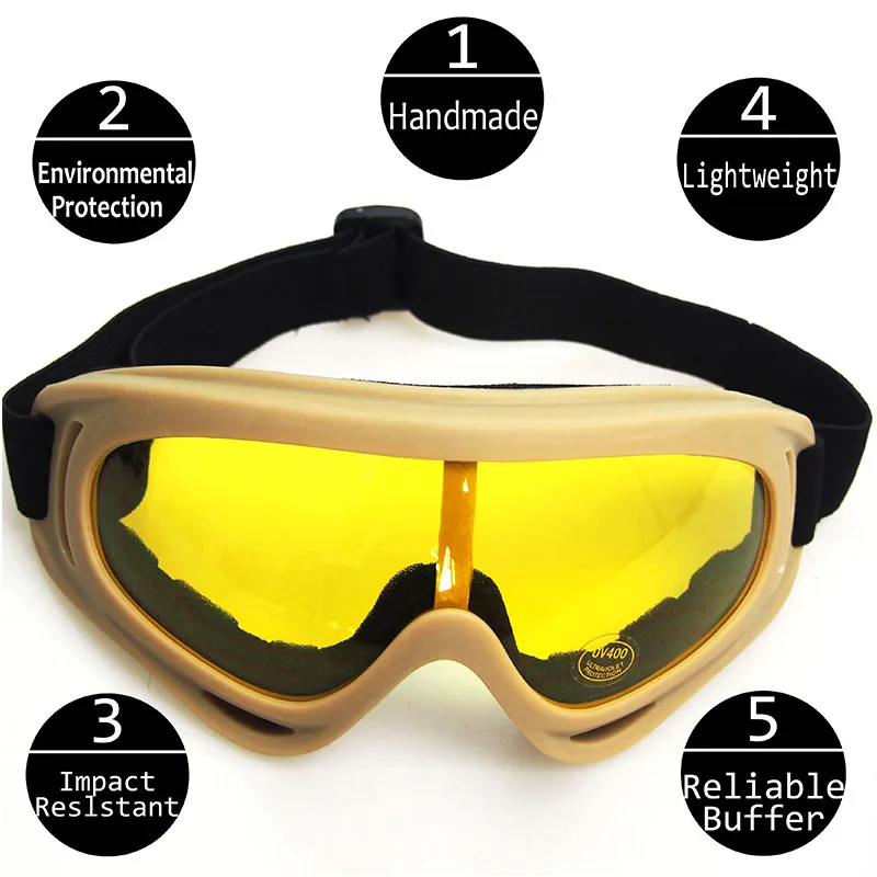 X400 High quality competitive price wind anti dust military tactical snow boarding goggles