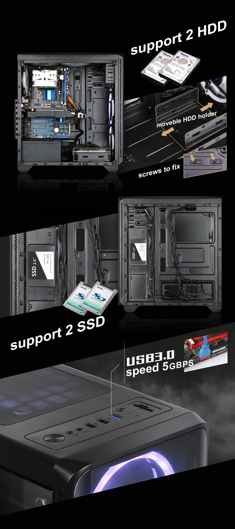 SNY  ShengYang M02 Tempered glass computer gaming case