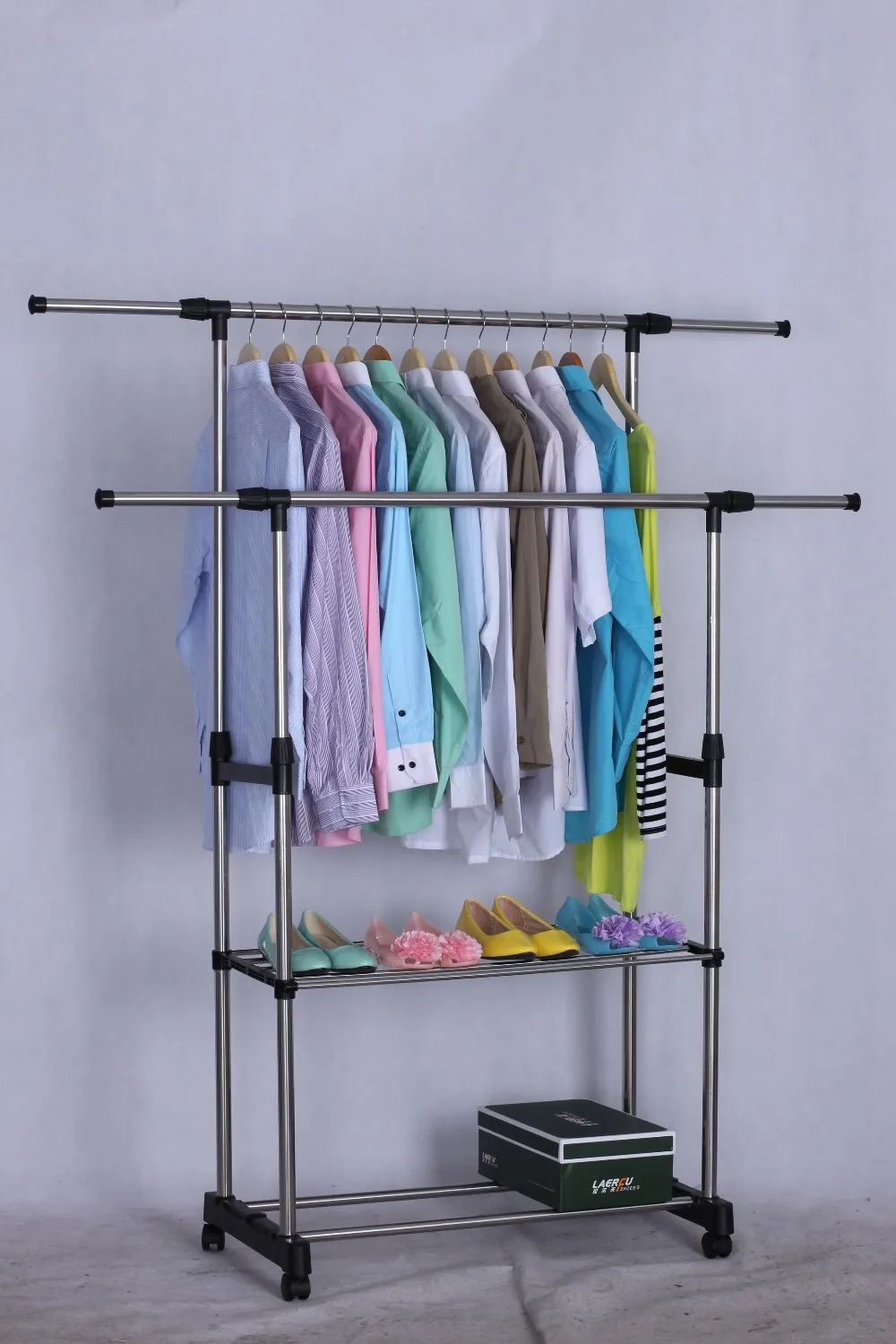 Extendable Double Garment Rack On Wheels Tm328 Buy Double Garment