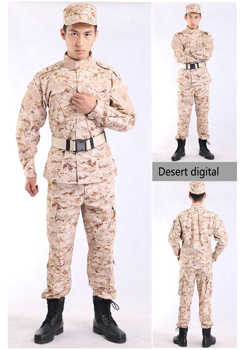 即时交货库存快速批发军布沙漠军事迷彩制服卡其色军队制服 acu 军装