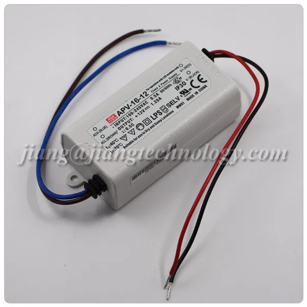 Mean Well 12V 1.25A LED Driver 15W APV-16-12 Indoor LED Power Supply
