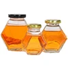 2019 Hot Sale Hexagonal Honey Container Honey Glass Jar For Honey