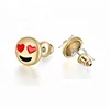 copper custom cartoon emoji stud earring for girl