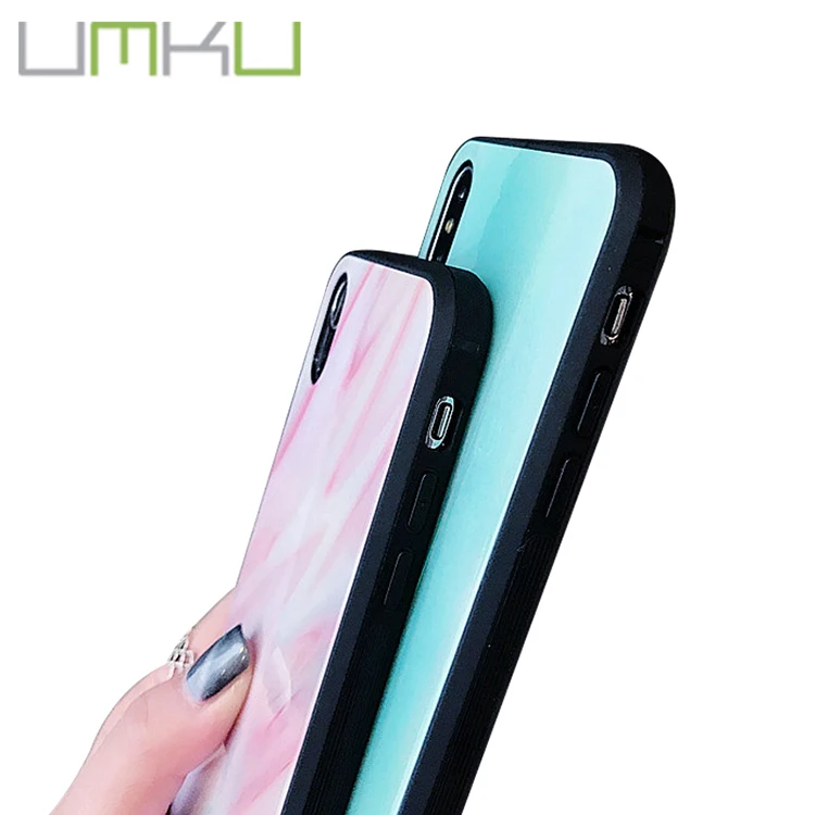 Colorful marble pattern case glass mobile phone shell for iphone