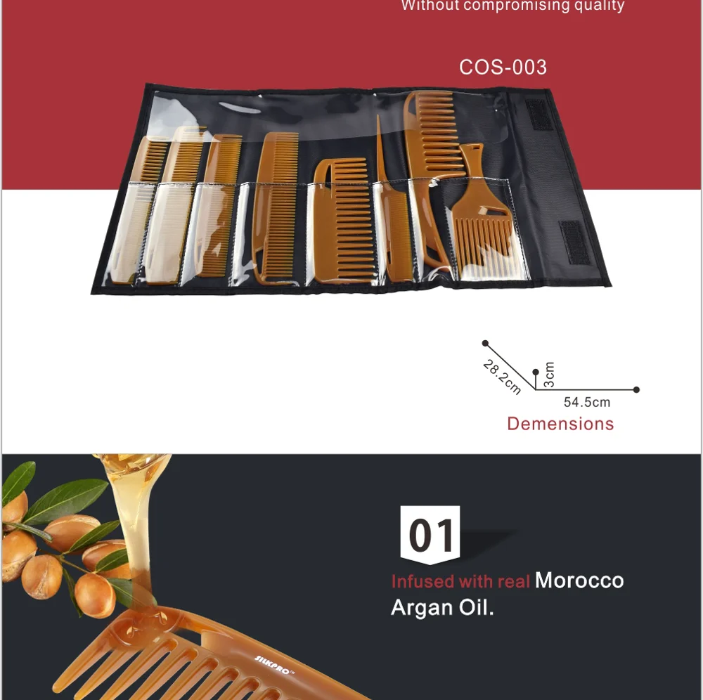 Hairdressing Antistatic Argon Comb Set For Barber Salon Haircutting