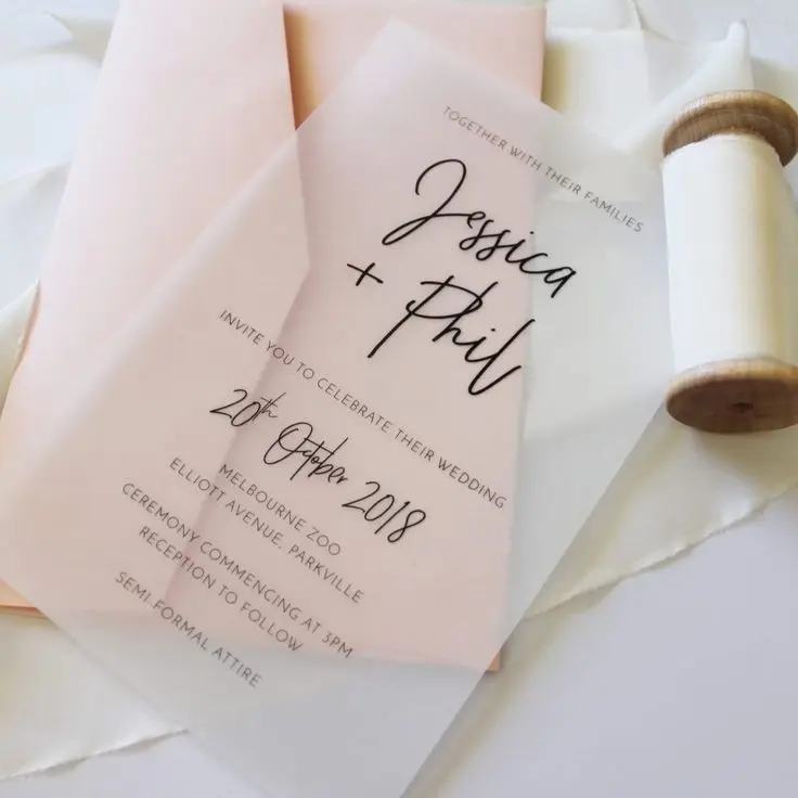 Luxurious Fancy Diy Vellum Wedding Invitation Butter Paper Cards