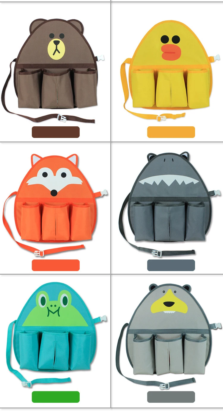 Promotional gifts lovely cartoon insulation bag car organizer for kids with 3 pockets storage