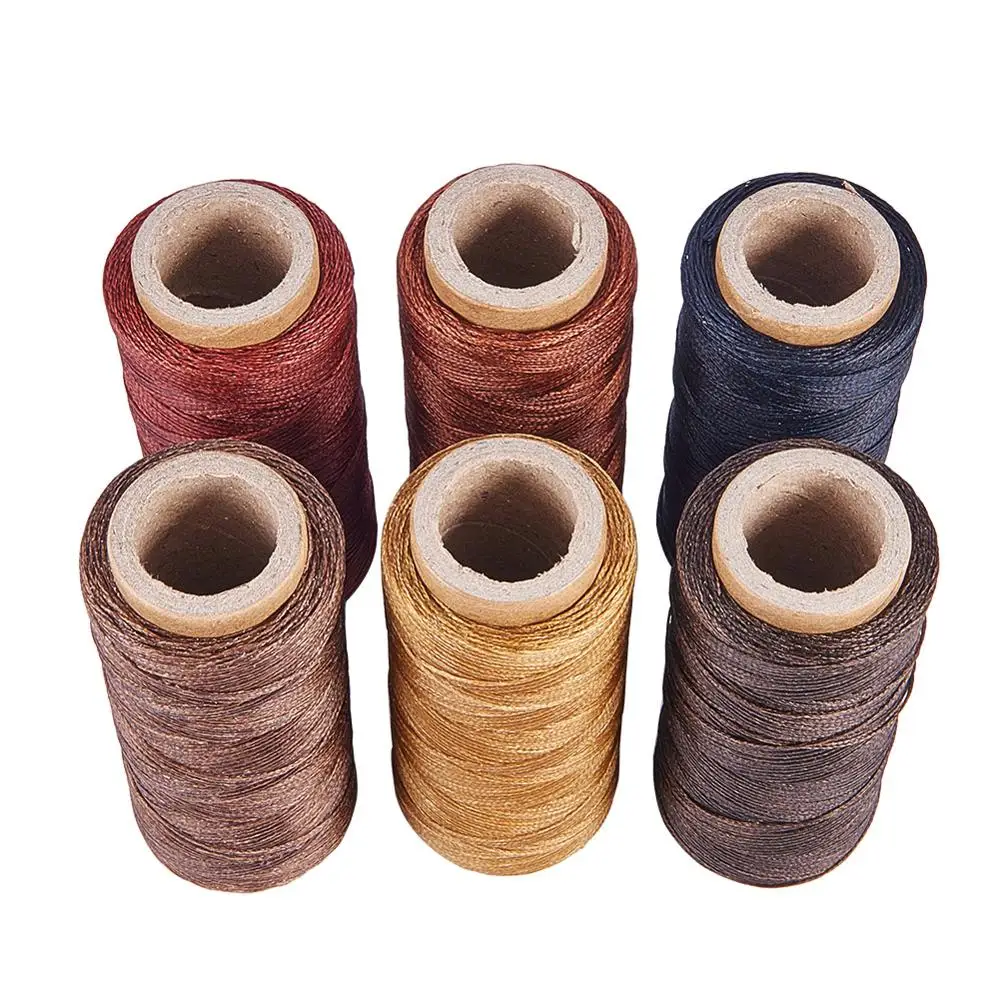 PandaHall Environmental Waxed Polyester Cord Mixed Color 1mm about 100m/roll 4rolls/set